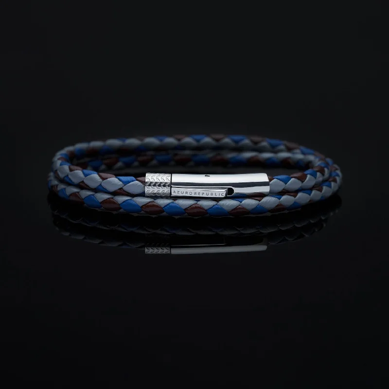 stackable bangles for women -Blue, Red, Gray Leather Wrap Bracelet