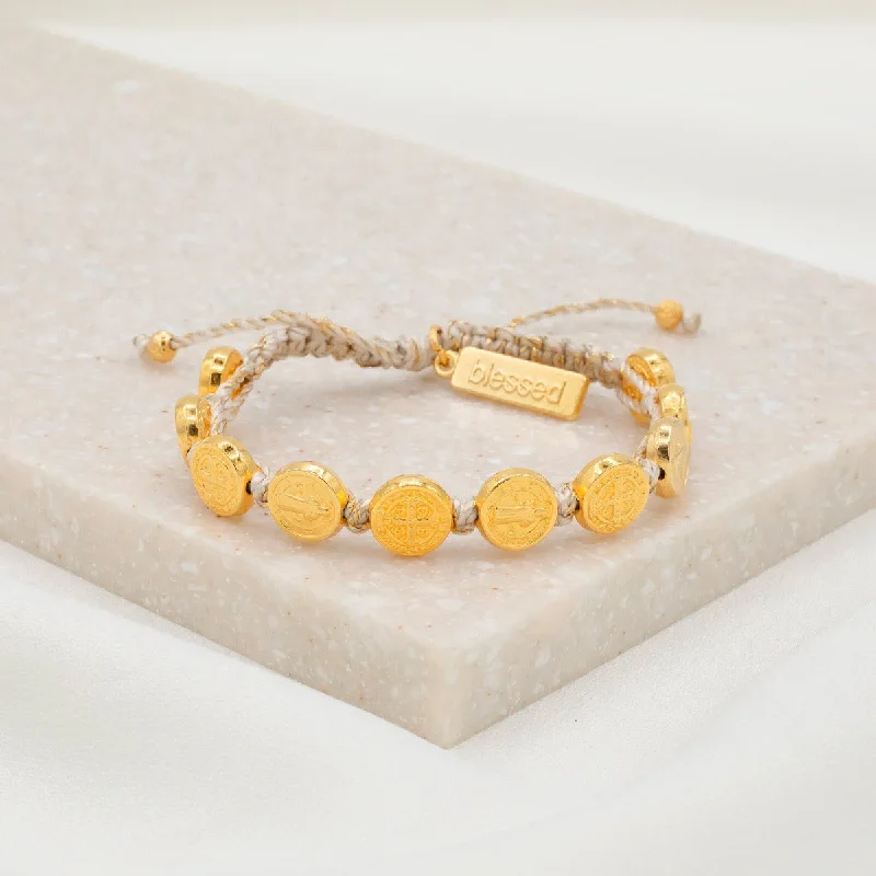 bangles for wedding -Benedictine Blessing Bracelet - Gold Medals