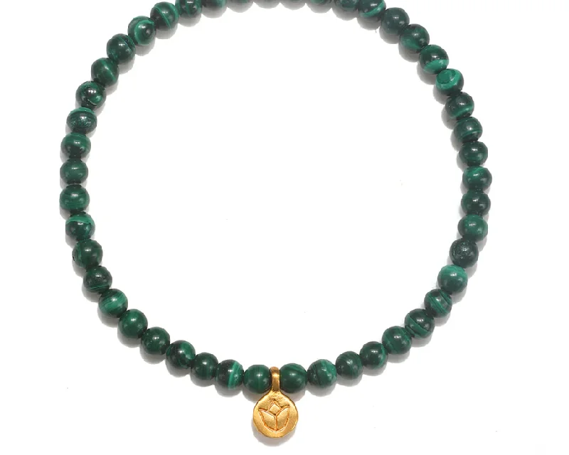 layered bracelets for women -MALACHITE LOTUS BRACELET