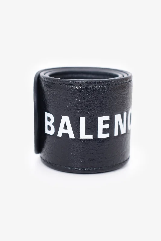 gold bracelet sets for women -Balenciaga Black Leather Cycle Bracelet