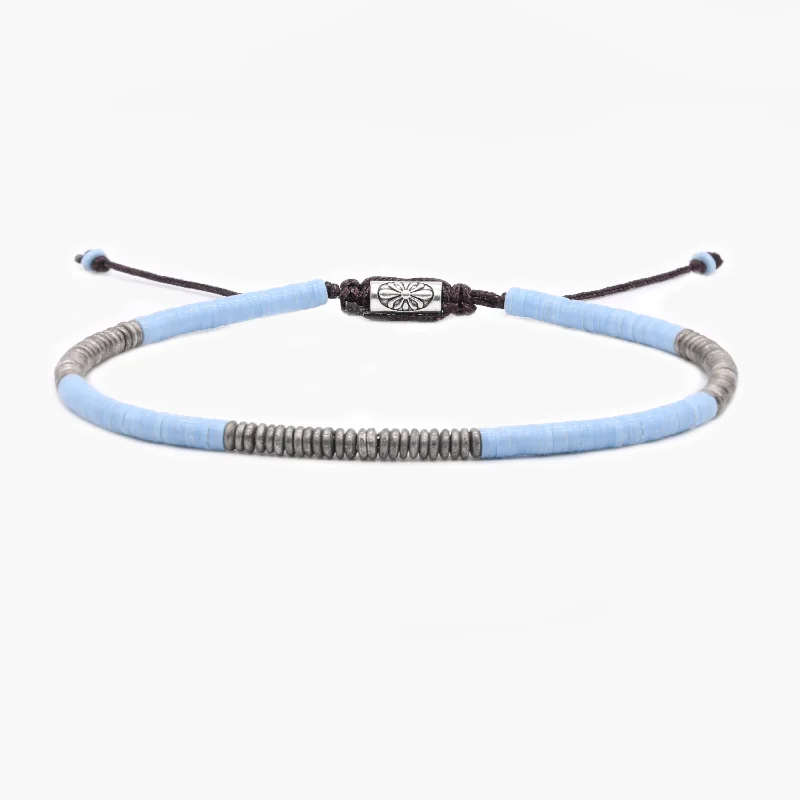 delicate bracelets for women -3mm Vinyl Bracelet (Santorini Blue/Silver)