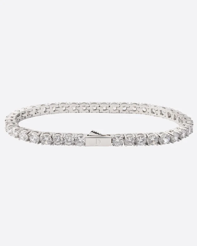 silver cuff bracelets -MOISSANITE TENNIS BRACELET. - 4MM WHITE GOLD