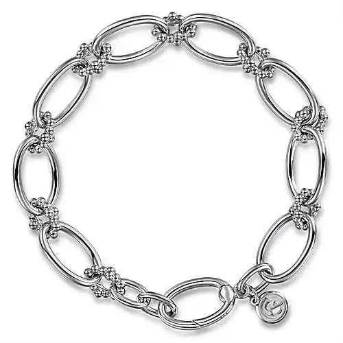 fashion charm bracelets -Gabriel & Co. Silver Bujukan Link Bracelet