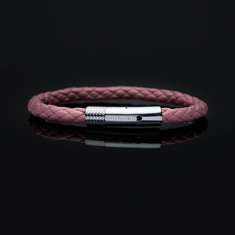 adjustable leather bangles -Pink Leather Bracelet