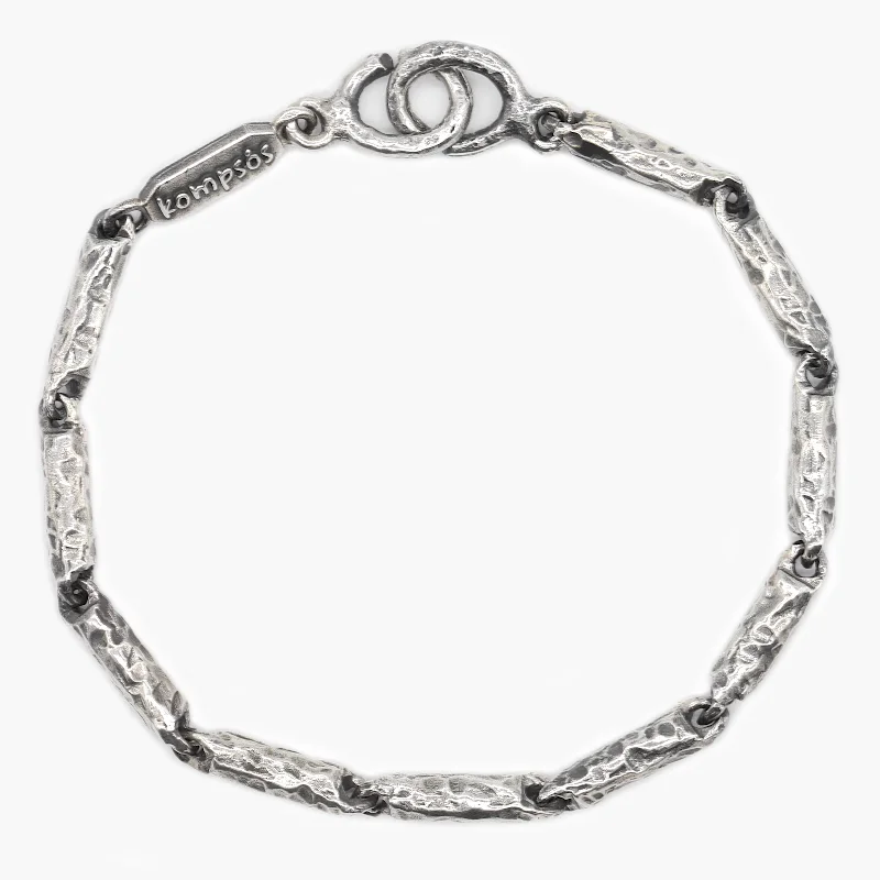 engraved bangles for women -Sterling Silver Bracelet With Hammered Links