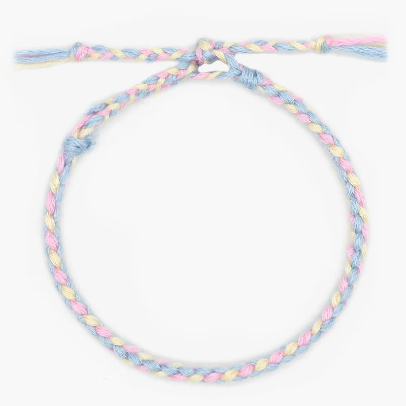 chunky bracelets for women -Pranayama Cotton Bracelet (Light Blue/Cream/Pink)