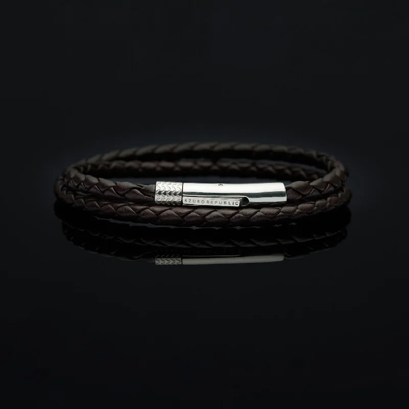 fashion bracelets for women -Dark Brown Leather Wrap Bracelet