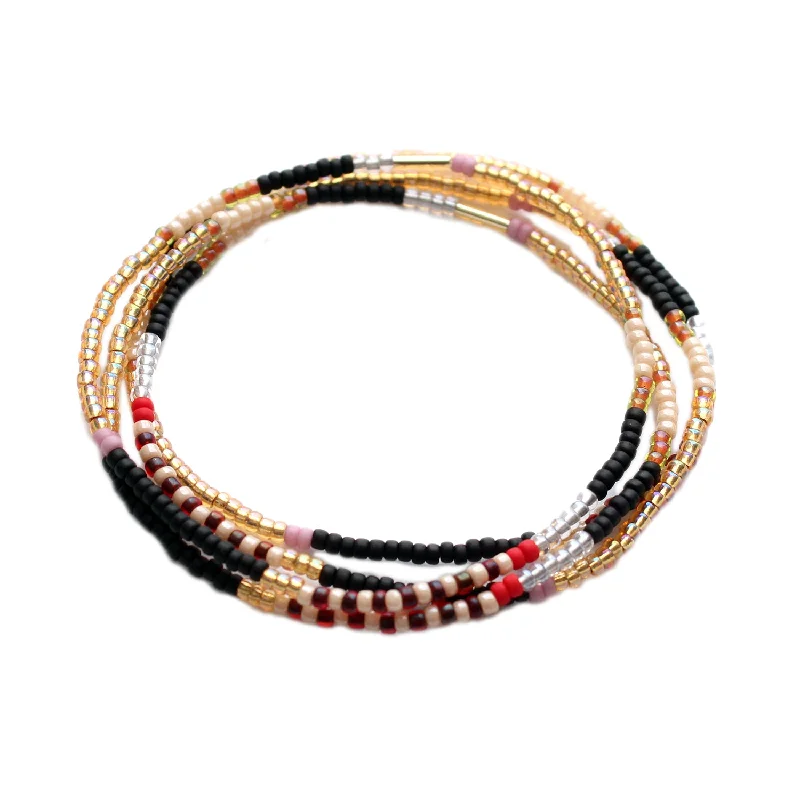 boho bracelets for women -Coco Bracelets set of 4 / Black