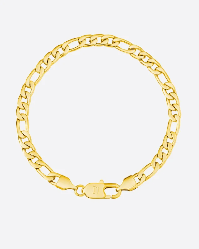 trendy bangles for women -CLEAN FIGARO BRACELET. - 5MM 18K GOLD