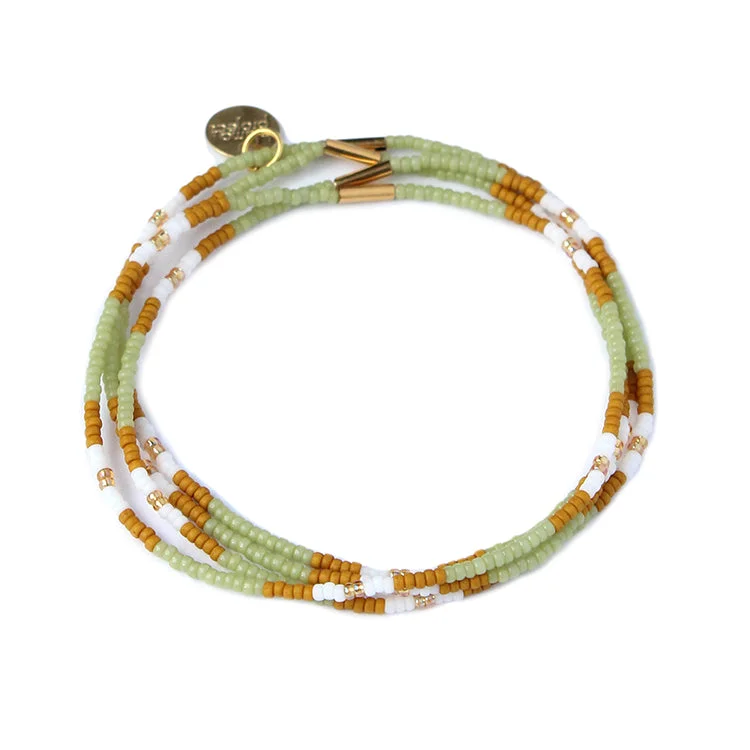 adjustable gold bracelets -Eva Bracelets Set of 4 / Pistachio