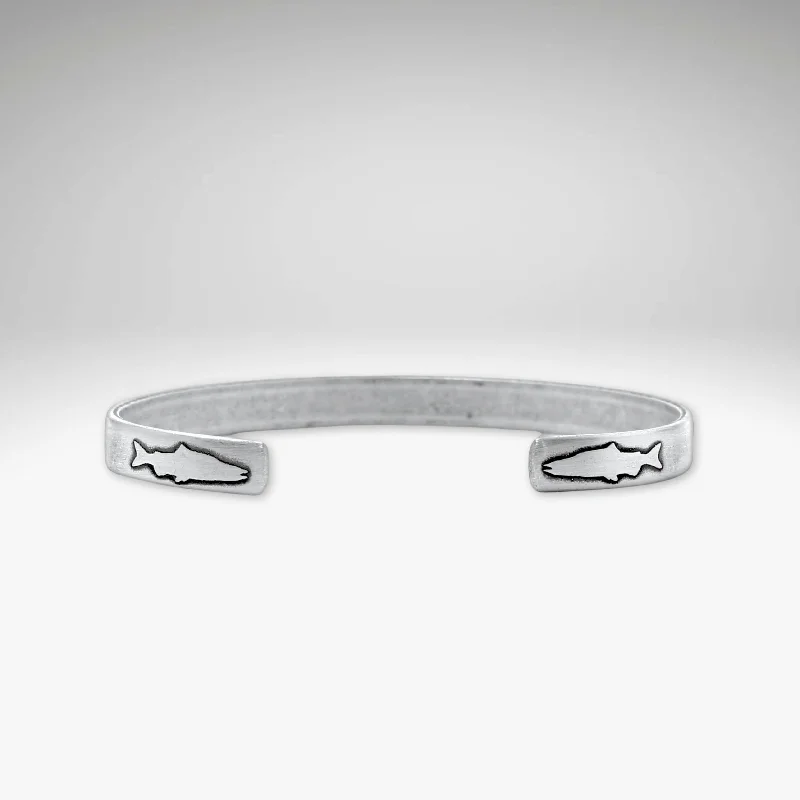 engraved bangles for women -Skinny Fish Cuff Bracelet