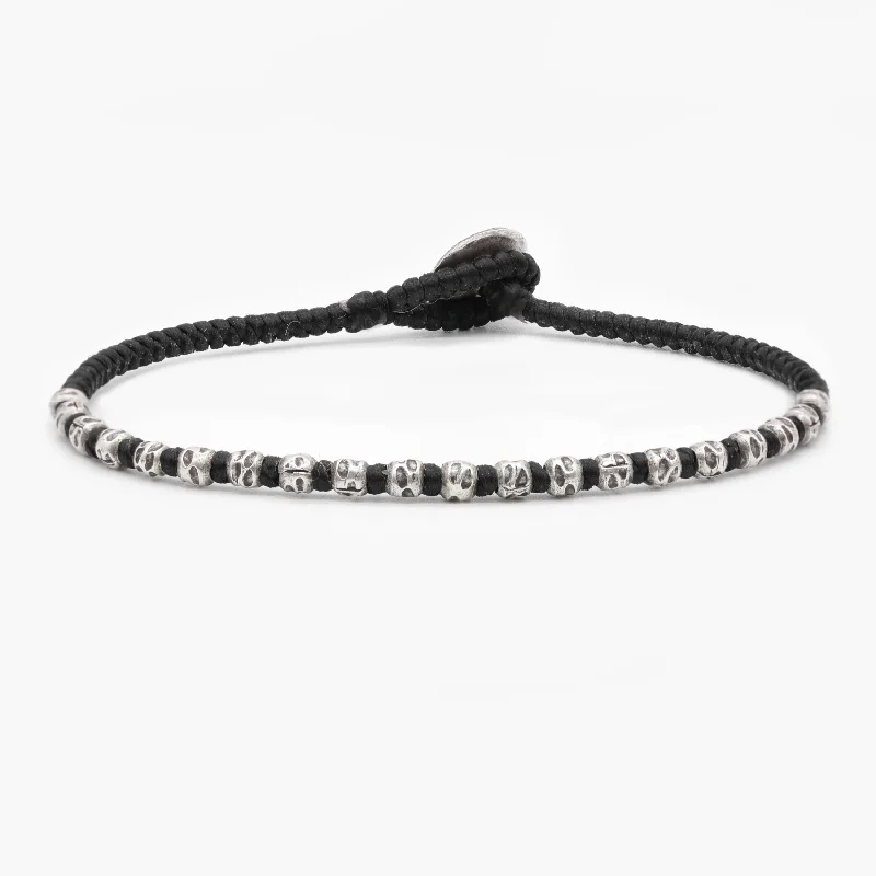 romantic bracelets for women -Braided "Kamasan" Silver Bracelet (Black)