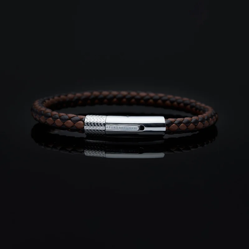 diamond tennis bracelets -Mixed Brown Leather Bracelet